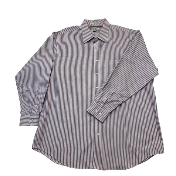 Paul Fredrick Striped Dress Shirt Non-Iron Cotton Classic‎ Fit 17 1/2-34 - Picture 1 of 7